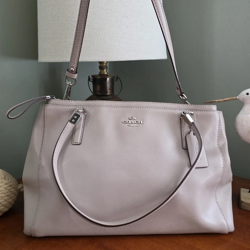 Coach F34672 Christie Carryall Satchel Gray Birch Leather Bag